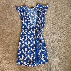 Never worn vici blue floral wrap dress